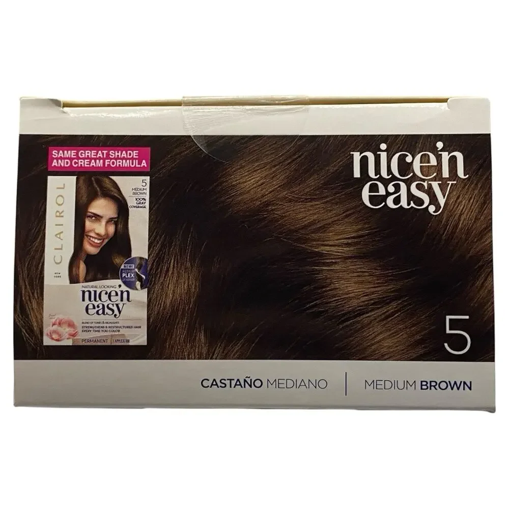 Clairol Nice'n Easy Permanent Hair Dye 5 Medium Brown Hair Color, Pack of 3